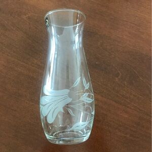 Pasabahce 7” Etched Glass Vase with Floral Design.